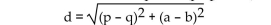 The distance between the points (p, q)and (a, b)is given by