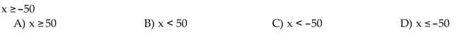 Write a negation of the inequality. Do not use a slash symbol.