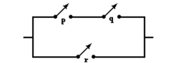 Write a logical statement representing the following circuit. Simplify when possible. - 