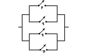 Write a logical statement representing the following circuit. Simplify when possible. - 