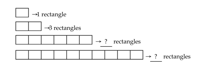 Solve the problem using inductive reasoning. -How many rectangles are there in the last two figures?  