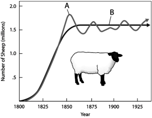    Use the Figure above to answer the following question(s). -Choose the portion of the curve that results from the interaction of reproductive ability and environmental resistance.