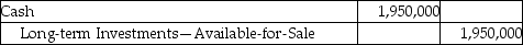 Elite Services,Inc.pays $1,950,000 to acquire 38% of voting stock of Grey Investments,Inc.on March 5,2017.Which of the following is the correct journal entry for the transaction? A) B) C) D)