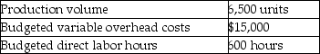 Elite Brands Company uses standard costs for its manufacturing division.Standards specify 0.1 direct labor hours per unit of product.At the beginning of the year,the static budget for variable overhead costs included the following data:   At the end of the year,actual data were as follows:   How much is the standard cost per direct labor hour for variable overhead? (Round your answer to the nearest cent. )  A) $25.00 per direct labor hour B) $37.50 per direct labor hour C) $30.30 per direct labor hour D) $25.67 per direct labor hour