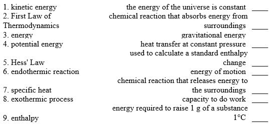 Match the following: