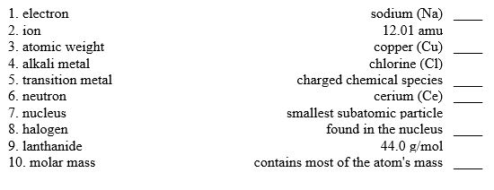Match the following: