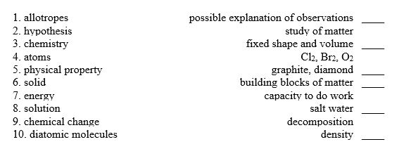 Match the following:  <div style=padding-top: 35px> 