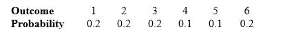<strong>A friend rolls a cheap six-sided die many times. He reports that the probabilities of the possible outcomes are about as follows: Using the probabilities above, what is the expected outcome when rolling this die?</strong> A) 3 B) 3.3 C) 3.5 D) 4 E) 4.5