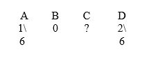 For a certain random experiment, let's consider four different outcomes, which we'll call A, B, C, and D. It has been determined that the probabilities of these outcomes are as follows:   What is the probability of outcome C? A)  0.75 B)  0.50 C)  0.25 D)  0 E)  There is a mistake in the table, because a probability cannot be 0.