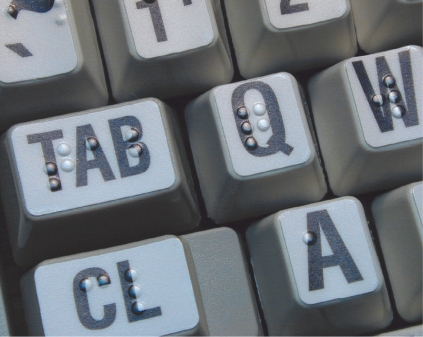   -The keys on the keyboard shown in the accompanying figure contain Braille overlays.