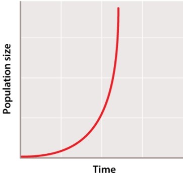 The growth curve below shows the growth projections for a single population. What would happen if the birth rate were to decline?   A) The graph would shift to the right. B) The graph would shift to the left. C) The graph would stay the same.