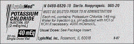 Order: Potassium chloride 15 mEq in 500 mL D5W to infuse over 6 hours Available:   How many milliliters will you add to the IV? _____ mL