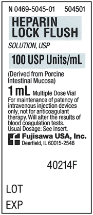 You need to flush a central venous line with heparin.Which of the two labels shown is appropriate for a heparin flush? ______________________________    