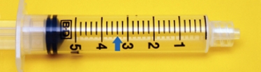 Read and write the precise measured syringe volume.Label the volume mL or units.    Volume: 