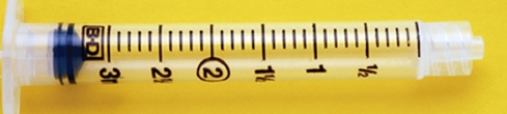 Ordered: 100 mg IM of Drug Y.Available: Drug Y 50 mg per mL. A)Estimated dose: Will you need to prepare more or less than the unit mL dose available? B)How many mL will you give? C)Indicate the requested dose volume for the syringe with an arrow.   