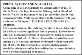 Ordered: Vancomycin HCl 0.25 g IV q 6 h in a compatible solution,for a patient with a severe infection. Available:        A)Estimated dose: more or less than drug concentration after reconstitution B)How many mL of Vancomycin sol will the nurse withdraw after the first dilution before further dilution by adding to IV? DA equation: C)Evaluation.Indicate the dose with an arrow on the appropriate syringe below:     