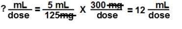 a.Over two times the drug concentration after reconstitution b.12 mL DA equation:    c.Estimate supports answer.Equation is balanced.