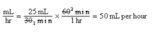 a.50 mL per hr (will deliver 25 mL in 30 minutes) b.    c.Equation is balanced.Estimate supports answer.