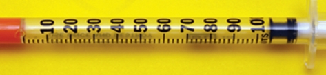 Ordered: NovoLog insulin 8 units subcut ac tid    A)Mark the dose on the syringe.    B)Is this a rapid-, intermediate-, or long-acting insulin? C)What does U 100 mean? 