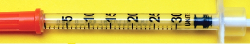 Ordered: NovoLog 6 units subcut tid ac daily    A)Mark the dose on the syringe.    B)Is this a rapid-, intermediate-, or long-acting insulin? C)Which types of patients particularly benefit from use of this type of syringe? 