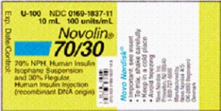 If a patient is to receive a premixed insulin as noted on the label below,which number indicates the intermediate-acting insulin percentage?   