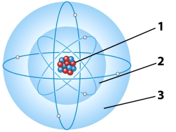 In the illustration below,the part(s) of the atom that has a negative charge is referred to as the:   A) first electron energy level. B) second electron energy level. C) Both A and B are correct. D) nucleus.