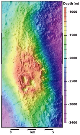 What is the depth of this newly forming Hawaiian island,Loihi?   A) about 1000m B) about 2000m C) about 3000m D) about 4000m E) it is at the surface