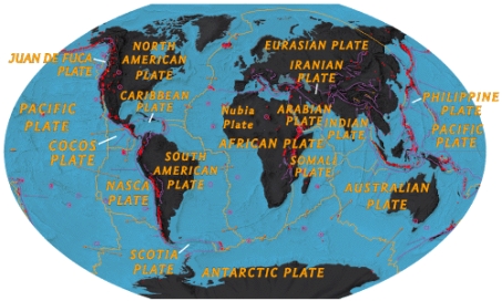 According to the diagram below,which of the following is the largest plate?   A) Pacific B) Cocos C) Nazca D) South American E) Eurasian