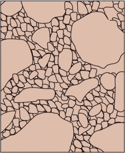 The figure below shows sediment that is poorly sorted.   