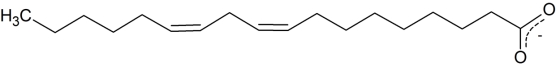  What is the symbol for the fatty acid shown in the figure?   A)  17:2 \Delta <sup>8, 11</sup> B)  17:2 \Delta <sup>8, 10</sup> C)  18:2 \Delta <sup>9, 11</sup> D)  18:2 \Delta <sup>9, 12</sup> E)  19:2 \Delta <sup>10, 13</sup> 