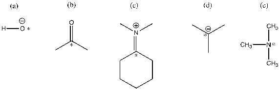 Classify each of the *ed atoms as an electrophile or a nucleophile:  