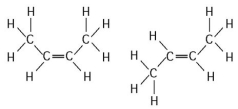   -The two molecules shown in the figure above are best described as A) enantiomers. B) radioactive isotopes. C) structural isomers. D) nonisotopic isomers. E) cis-trans isomers.