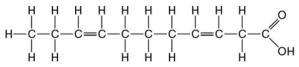 Use the following figure to answer the questions below.    -The molecule shown in the figure above is a(n)  A) polysaccharide. B) polypeptide. C) saturated fatty acid. D) triacylglycerol. E) unsaturated fatty acid.