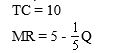If an unregulated (because it produces electricity from hydroelectric power) electric company is a monopolist and faces demand of Q = 50 - 10P.   The profit maximizing output is A)  5 B)  10 C)  25 D)  50