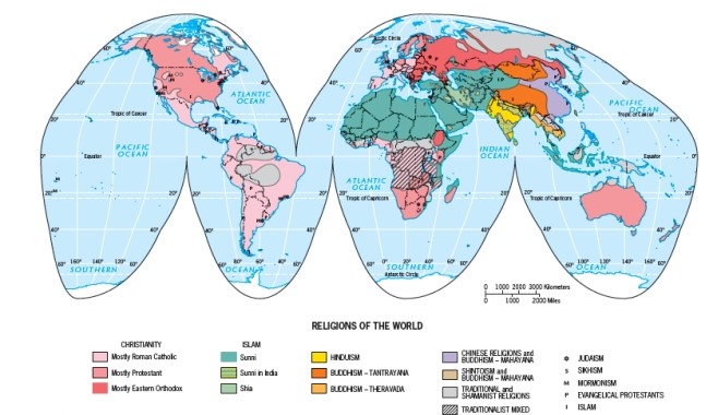 Figure G-10 shows that is the most dominant religion in the northern part of Africa:   A)  Shia Islam B)  Sunni Islam C)  Traditional and Shamanist faiths D)  Roman Catholicism E)  Hinduism