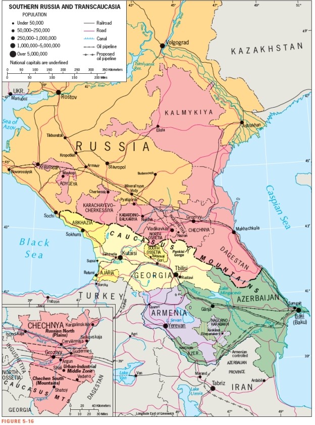 <strong>According to Figure 5-16,this city is closest to the Volga-Don Canal: </strong> A) Rostov B) Volgograd C) Astrakhan D) Yerevan E) Groznyy