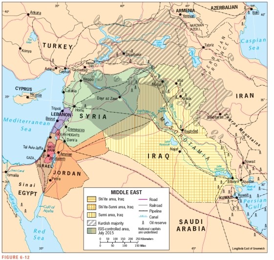 As Figure 6-12 shows,Damascus is the capital of __________. A) Turkey B) Syria C) Lebanon D) the Golan Heights E) Iran