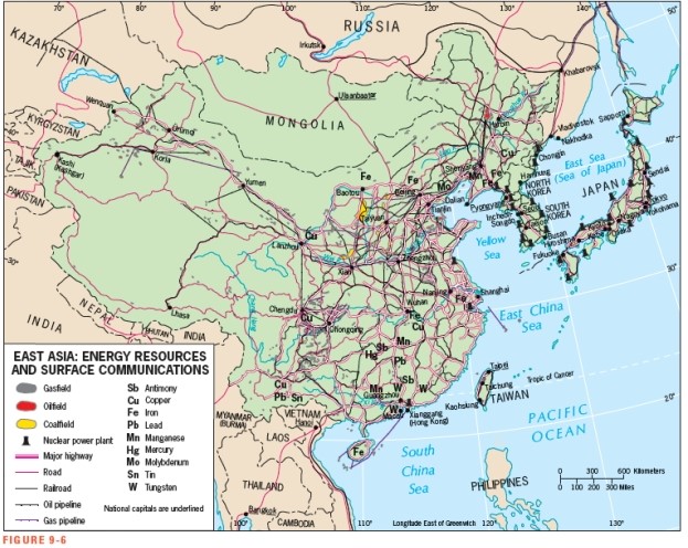 According to Figure 9-6,it appears that China has the greatest number of nuclear power plants in East Asia.   