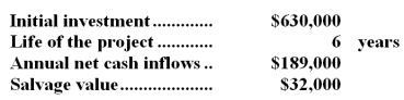 (Ignore income taxes in this problem. ) Masone Inc.has provided the following data concerning a proposed investment project:   The company uses a discount rate of 10%. Required: Compute the net present value of the project.