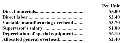 Outram Corporation is presently making part I14 that is used in one of its products.A total of 8,000 units of this part are produced and used every year.The company's Accounting Department reports the following costs of producing the part at this level of activity:   An outside supplier has offered to make and sell the part to the company for $14.80 each.If this offer is accepted,the supervisor's salary and all of the variable costs can be avoided.The special equipment used to make the part was purchased many years ago and has no salvage value or other use.The allocated general overhead represents fixed costs of the entire company,none of which would be avoided if the part were purchased instead of produced internally.If management decides to buy part I14 from the outside supplier rather than to continue making the part,what would be the annual impact on the company's overall net operating income? A) Net operating income would decline by $15,200 per year. B) Net operating income would increase by $15,200 per year. C) Net operating income would increase by $52,800 per year. D) Net operating income would decline by $52,800 per year.