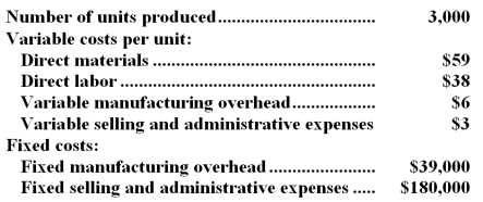 Przygocki Inc. ,which produces a single product,has provided the following data for its most recent month of operation:   The company had no beginning or ending inventories. Required: Compute the unit product cost under absorption costing.Show your work!
