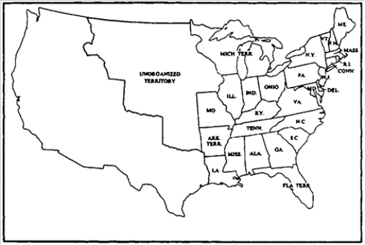 Map Exercise 9-1 On the following map and using an historical atlas as a reference:    -Refer to Map Exercise 09-1. What impact did this expansion have on the South?