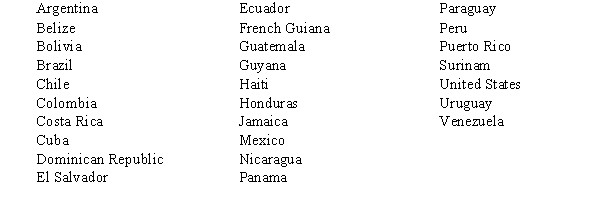 Map Exercise 1-1   -Refer to Map Exercise 1-1. On the outline map of the Americas above and referring to an historical atlas, draw in the boundaries for and mark the location of each of the present-day nations:  
