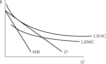   Figure 8.6 -Figure 8.6 depicts a monopolistically competitive firm in the long run. Illustrate on the graph the firmʹs price and output level in long-run equilibrium. Explain.