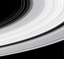 How does the thickness of Saturn's bright ring system compare to its diameter?   A)  It's about 10 times thinner. B)  It's about 1,000 times thinner. C)  It's about 100,000 times thinner. D)  It's about 10 million times thinner.