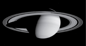 If Saturn's rotational period is 11 hours and its radius is 6 × 10<sup>7</sup> m,what is the average speed of a cloud in its atmosphere that is rotating with Saturn? (Neglect differential speeds due to winds.)   