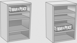 In what ways are energy states of an atom like books occupying shelves in a bookcase?   