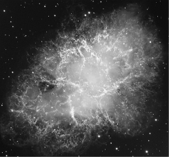 The Type II supernova that created the Crab Nebula (image below) was seen by Chinese and Arab astronomers in the year A.D.1054 Because the star is 6,500 light-years away from us,we know the star exploded in the year:   A)  A.D.7554 B)  A.D.1054 C)  5446 B.C. D)  7554 B.C.