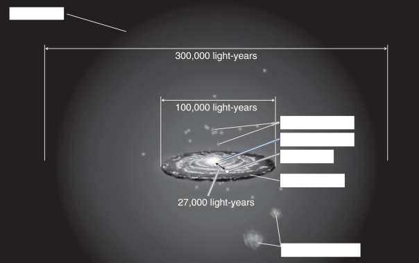 Label the parts of the Milky Way on the figure below.