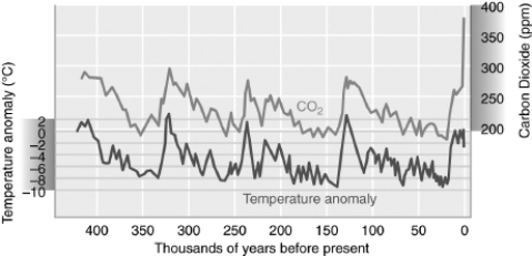 Examine the figure below.   The amount of carbon dioxide in Earth's atmosphere has been increasing over the past 50 years because of: A)  global warming. B)  the growth of the ozone hole. C)  the burning of fossil fuels. D)  increased energy output from the Sun.